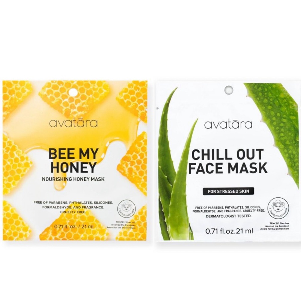 🟢 AVATARA Two Sheet Masks Chill Out and Bee My Honey NWT